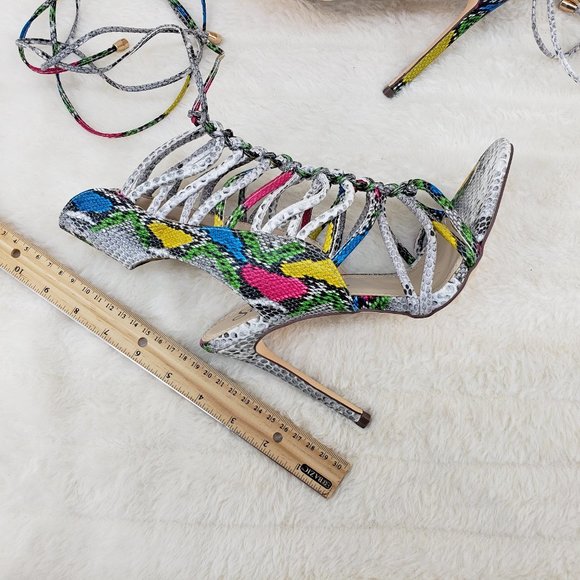 FINAL SALE Multi snake Tie Up Strap 4.5" High heels - Picture 3 of 10